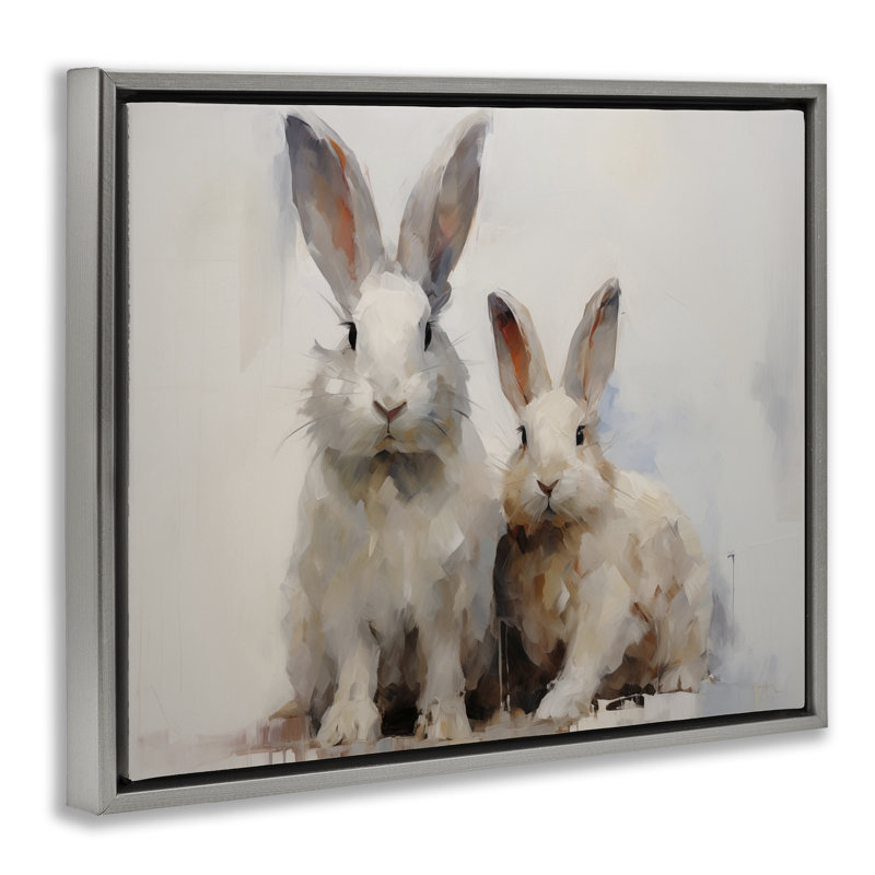  "Fluffy Spring Bunnies" par Arlington Prints, H 25 po x l 31 po, Cadre flottant gris lustré
