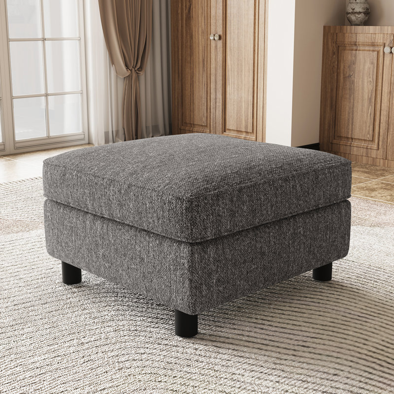 Single Modular Sofa Ottoman With Storage, Light Gray