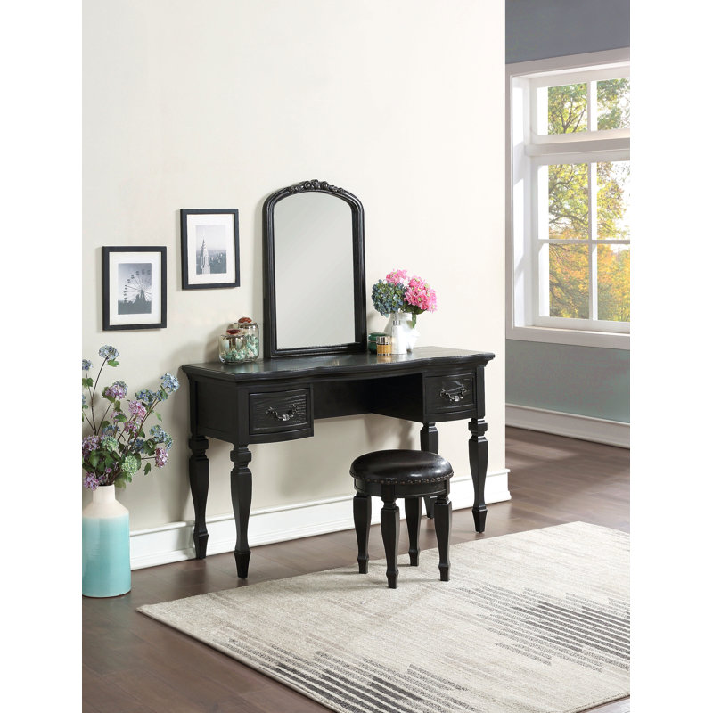 Ensemble de coiffeuse en bois, Noir