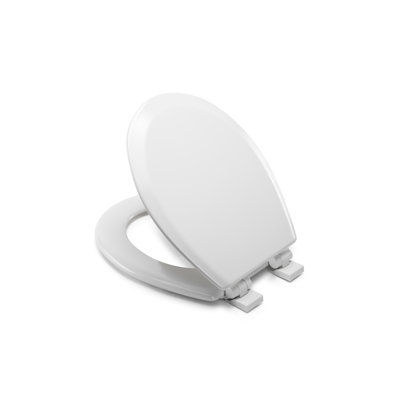 Carron Wooden Toilet Seat - Soft Close and Adjustable Hinges with No Movement Grip Pad Technology, Antibacterial Treated Surface and All Fittings Included (White Wood)