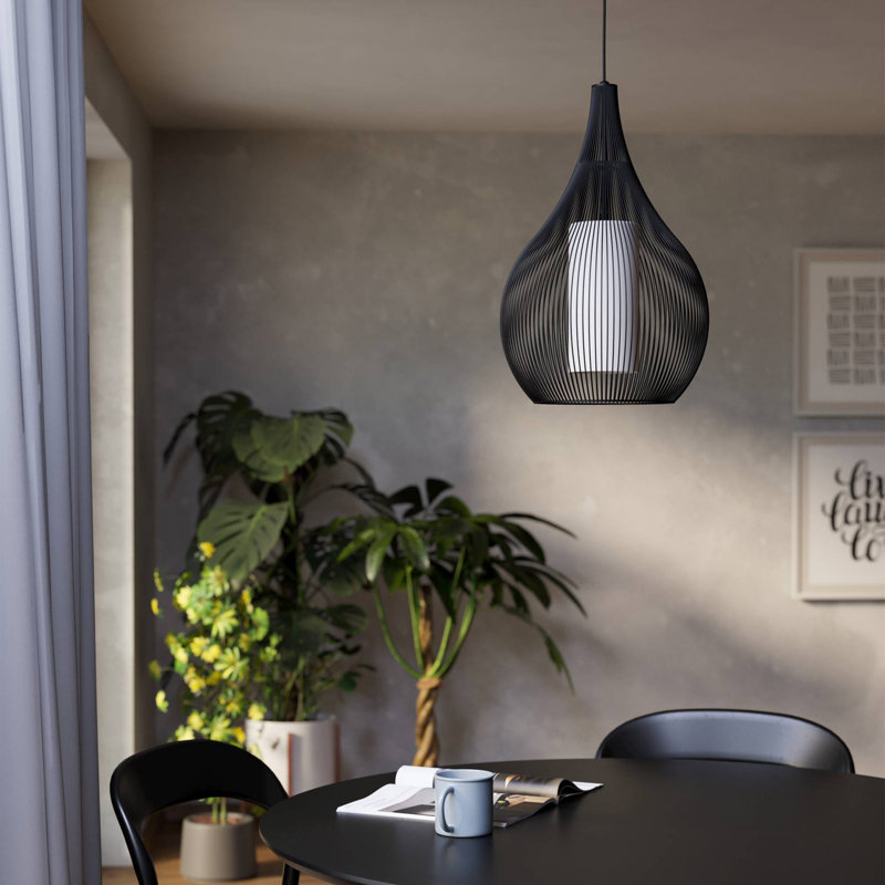 Fincham 1 - Light Matte Black Teardrop Pendant