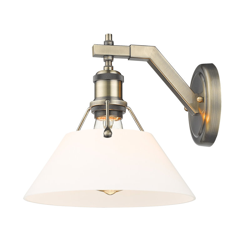 Weatherford Steel Spotlight, Aged Brass, Opal Glass