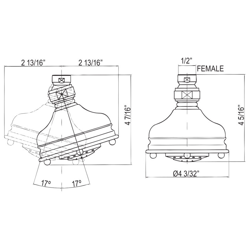 Santena Adjustable Shower Head, Italian Brass