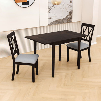 Ensemble de salle à manger extensible peu encombrant - table à abattants pliable avec 2 chaises rembourrées