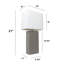 Lampe de table en cuir 21 po avec abat-jour rectangulaire en lin blanc-105865462-81096621-105848919