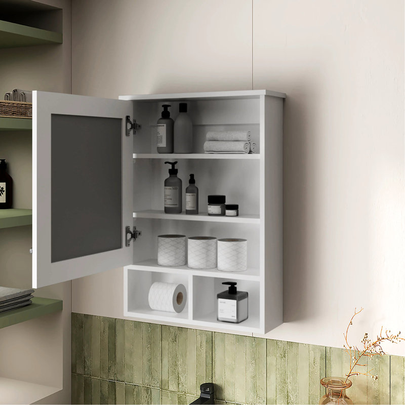 Armoire murale blanche pour salle de bain - avec miroir et rangement adéquat, Blanc