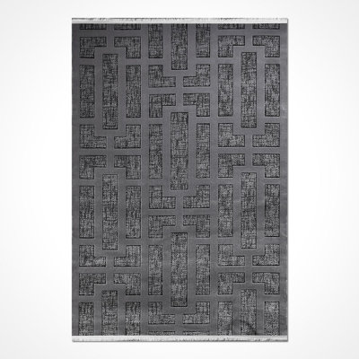 Tapis gris moderne lavable à la machine