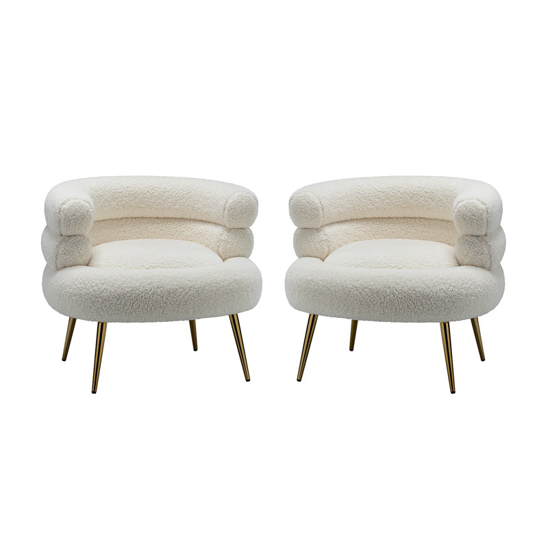 Fauteuil demi-tonneau 30,7 po Marsden, Polyester ivoire
