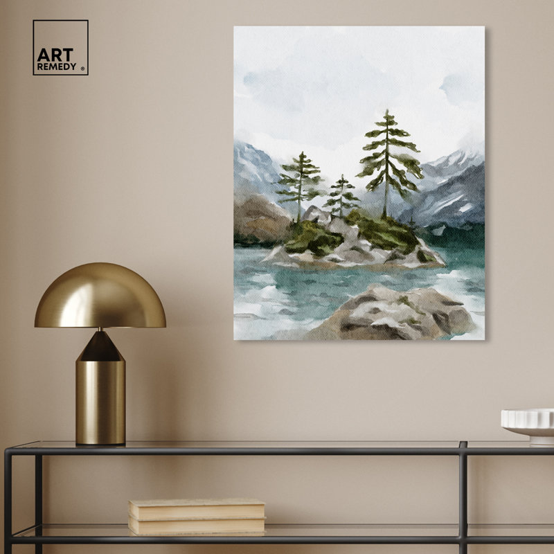 Cold Winter Lake Landscape Wrapped Canvas Wall Art, 20" x 24"
