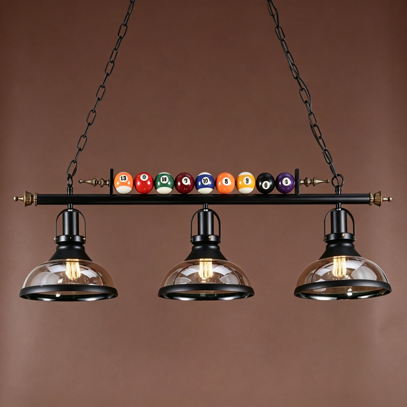 Luminaire suspendu en forme de cloche avec lumières en bois pour table de billard 3 lumières Kasha