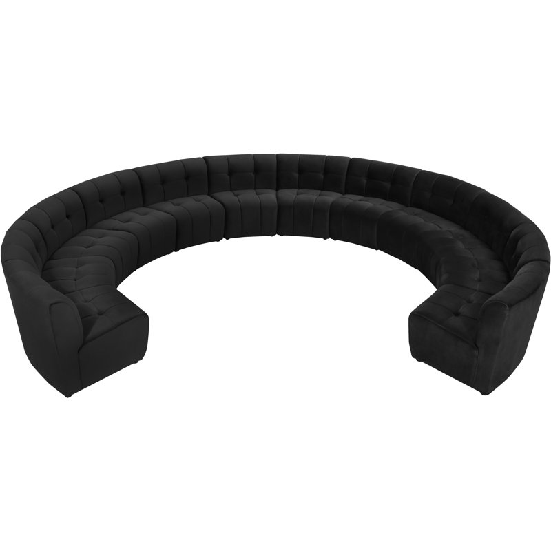 Canapé modulaire de coin symétrique en velours de 173 po de largeur Jedson, Velours noir