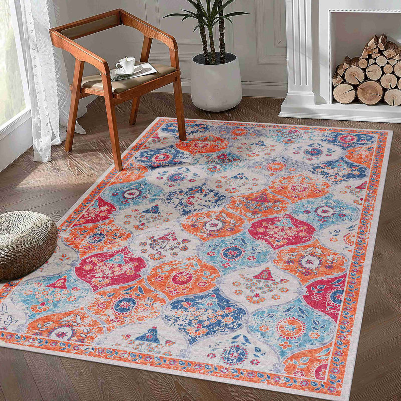 Area Rug , Washable Rug, Low-Pile, Non-Slip, Non-Shedding, Foldable, Kid & Pet Friendly - Area Rugs For Living Room, Bedroom, Kitchen, Dining Room Rug - Gifts