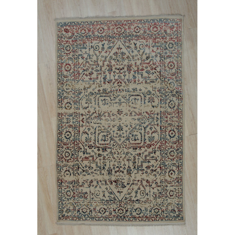 Tapis contemporain contemporain multicolore en laine et viscose noué à la main Lila Chic, Rectangle de 5 pi x 8 pi