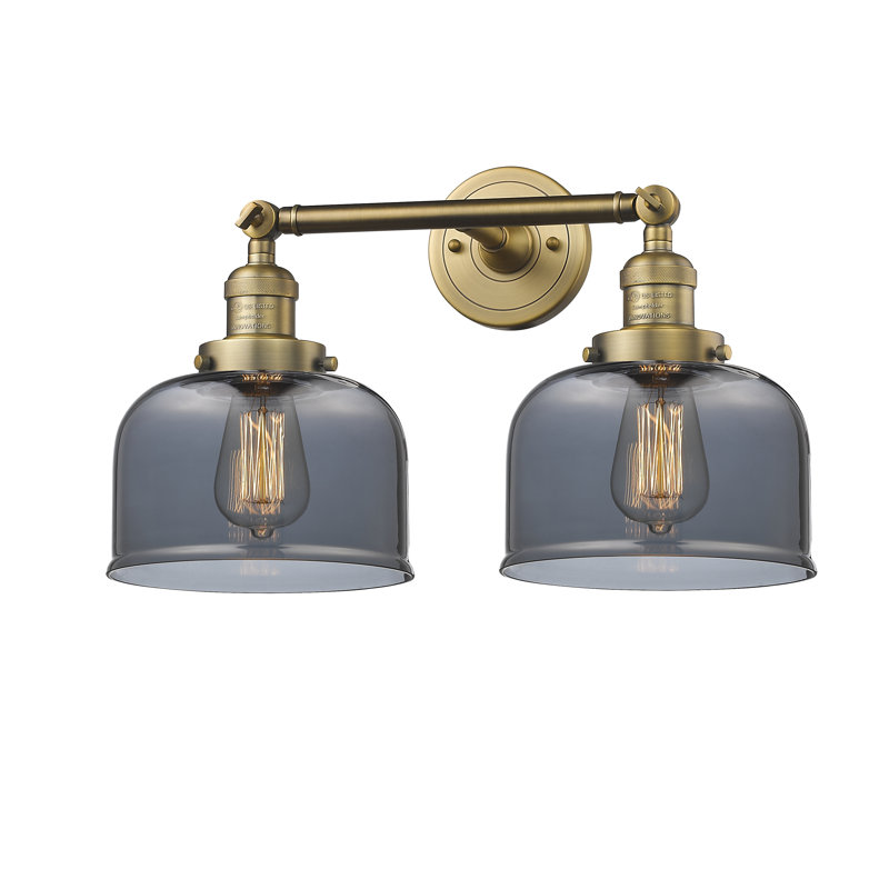 Bell - 2 Light 19" Bath Vanity Light, 6 Watt Vinage LED Bulb, Plated Smoked, Brushed Brass