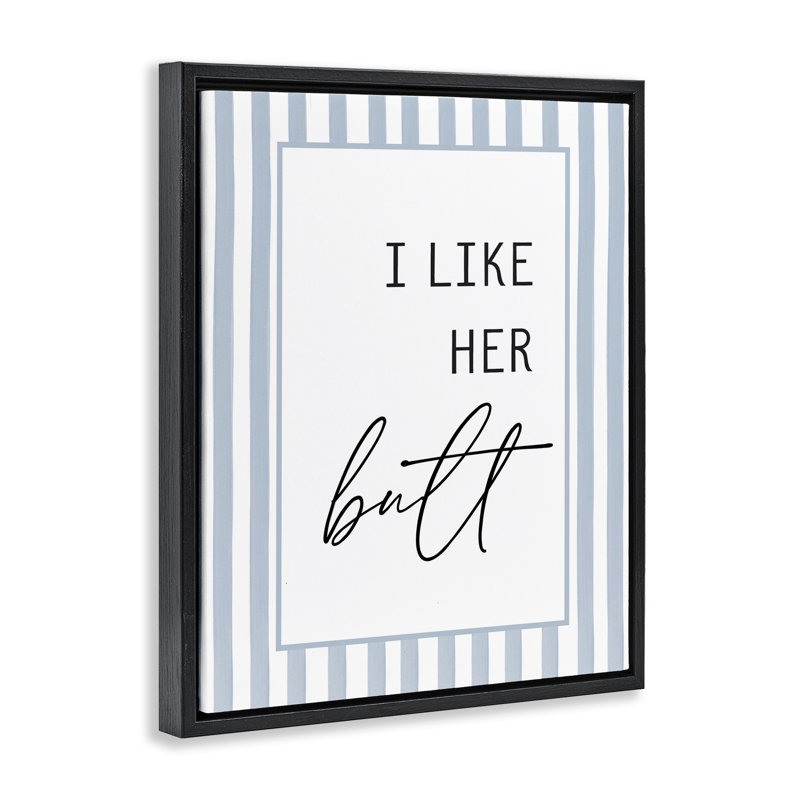 Cadre flottant I Like Her Stripes par Designed, H 31 po x l 25 po, Cadre flottant noir de jais