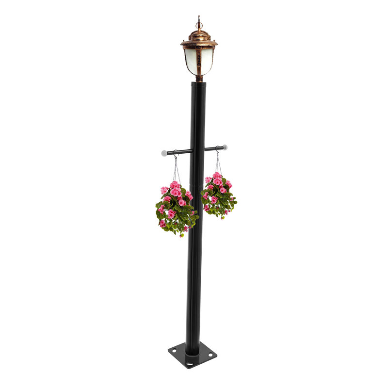Outdoor Lamp Post With Cross Arm, Split Street Light Pole, Outdoor Lamp Post For Driveway, Pathways, Front Yard