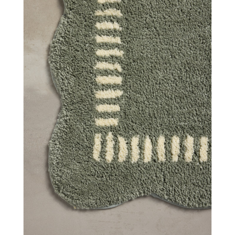 Chris Loves Julia x Loloi Valerie Lagoon / Ivory Bath Mat, 1'-10" x 5', Lagoon / Ivory