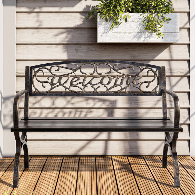 Banc de parc extérieur en métal Lundin, Bronze