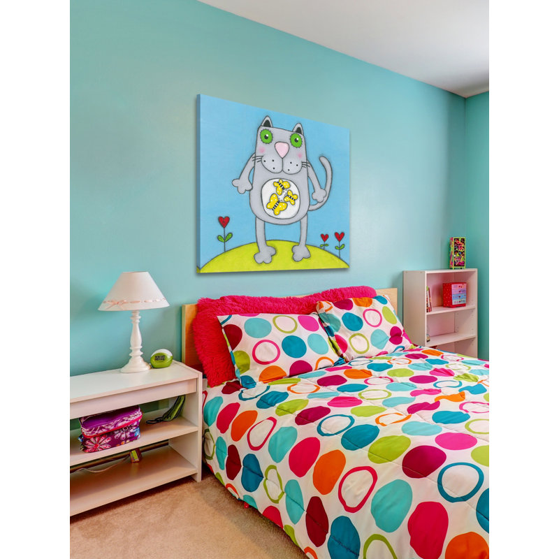 «Cat with Butterflies», reproduction sur toile tendue, H 32 po x l 32 po x P 1,5 po