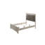 Lit moderne en bois avec tête de lit tapissier beige et motif de crocodile-867503378