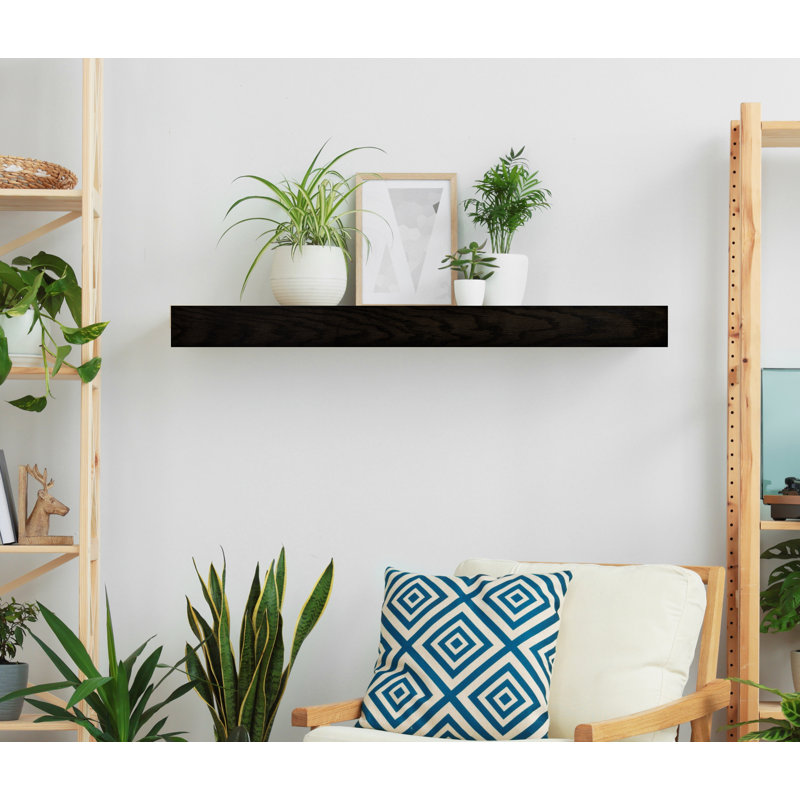 Baxlee Oak Floating Shelf, Black, 3" H x 43" W x 7" D