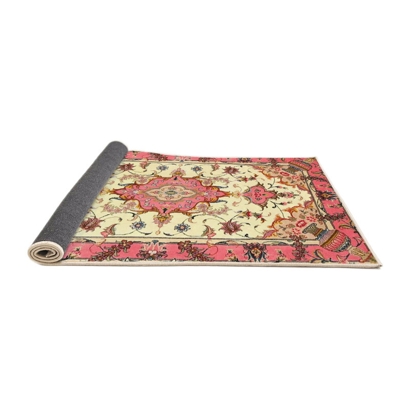 Tapis oriental rose / crème / bleu, Rond 3 pi
