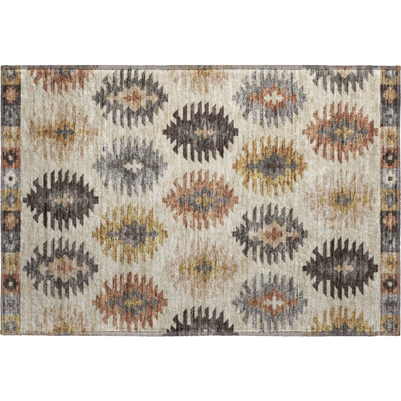Premium Machine Washable Prisco Beige Rug, Rectangle 1'8" x 2'6"