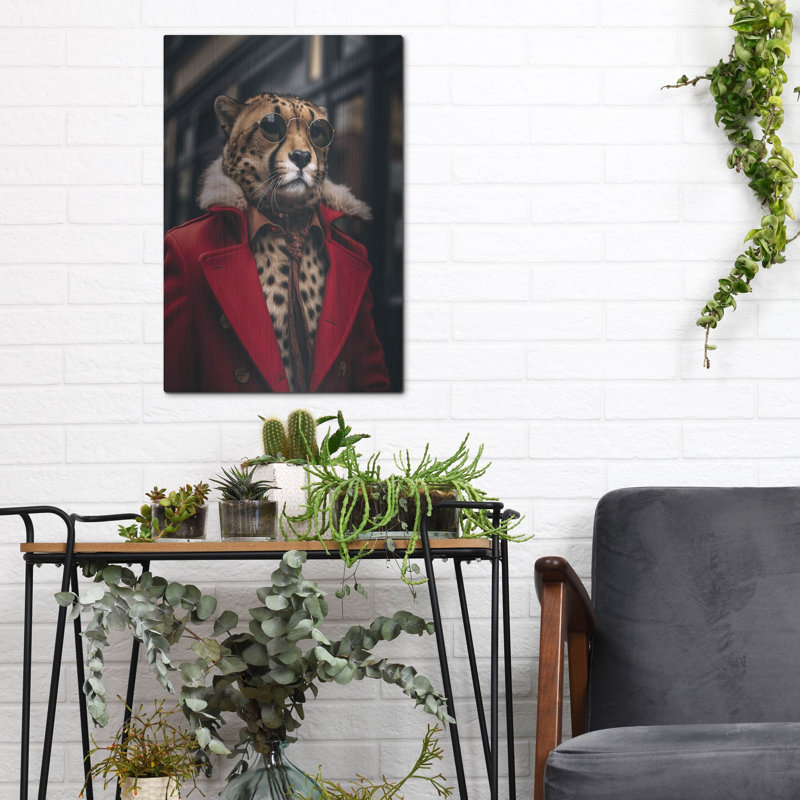 «Cheetah Chic» par r3darch0n, art mural en métal, 12 po x 16 po