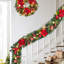 Guirlande de Noël 6 pieds avec lumières et boules en or rouge pour foyer