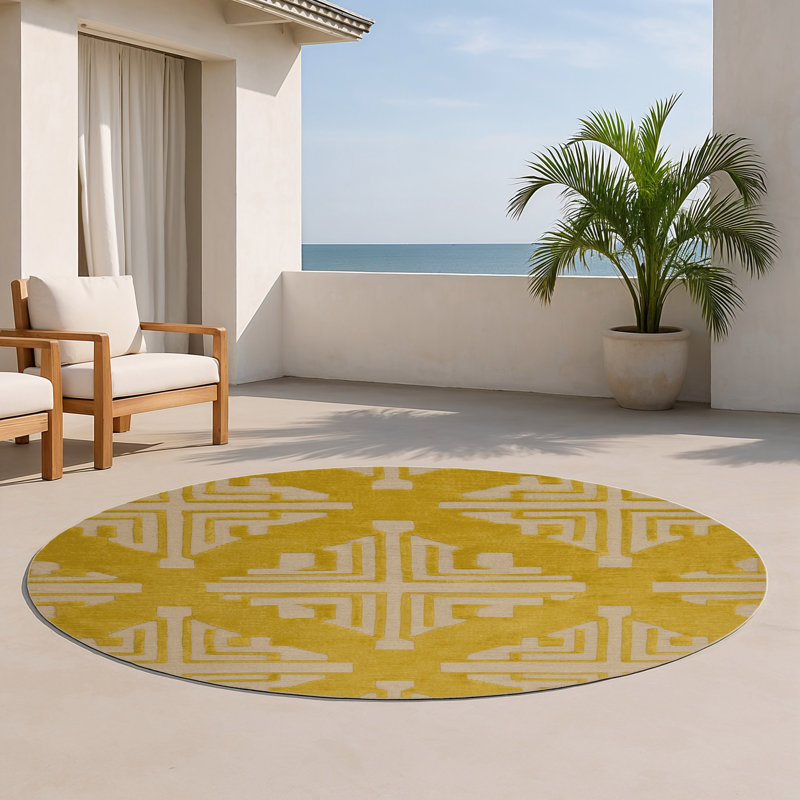 Tapis brun intérieur et extérieur Trellis, Rond 5 pi