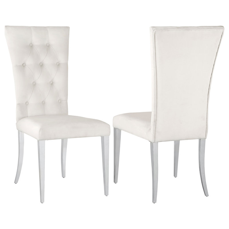 Chaise parsons capitonnée Demorest, Blanc