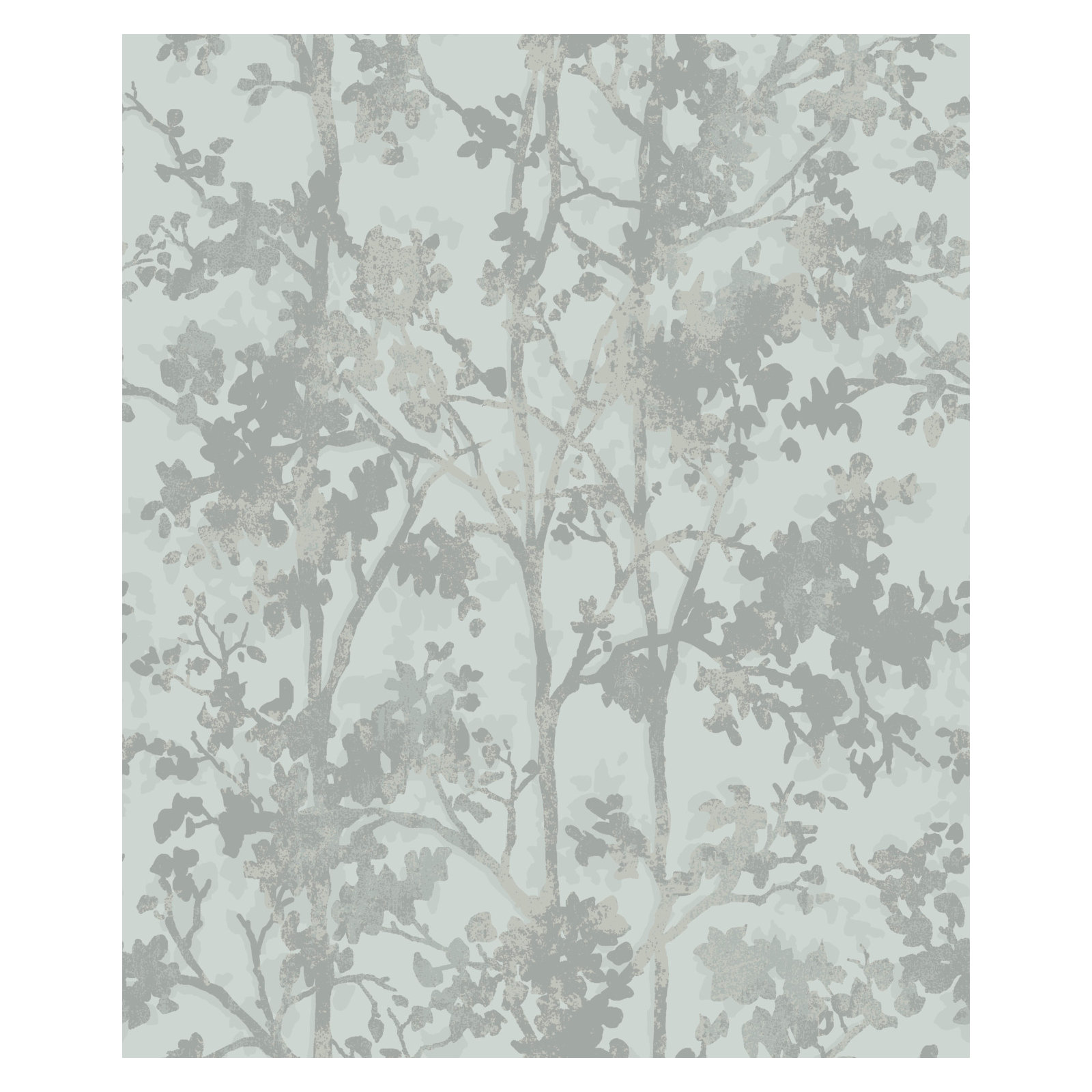 Modern Floral Wallpaper, Green/Silver