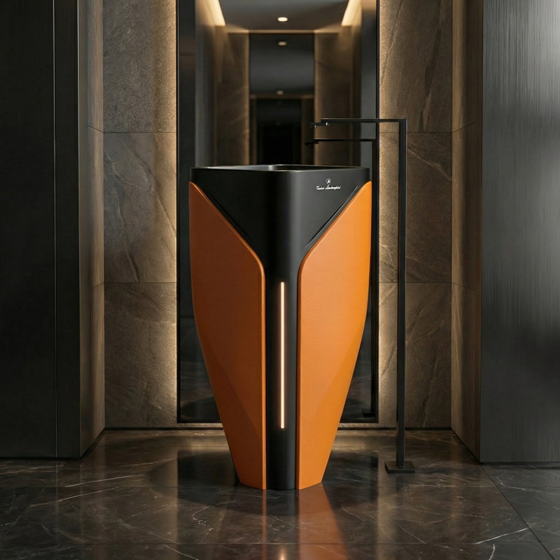 Elvano by Tonino Lamborghini Freestanding Sink, Orange/Black