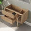 Base de meuble-lavabo mural en bois naturel 36 po, armoire de salle de bain flottante en bois massif multicouche avec porte cannelée en acrylique et tiroirs à fermeture en douceur, sans lavabo
