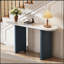 Charmante console rustique avec plateau ovale en marbre et pieds robustes-1617479248