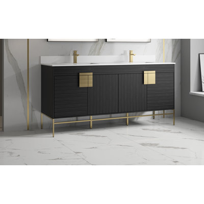 Roald 72'' Double Bathroom Vanity with Stone Top
