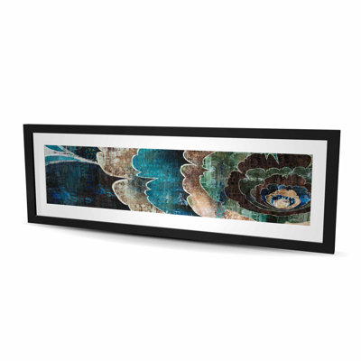 "Blue Flower Montage" - chambre à coucher rétro, impression encadrée