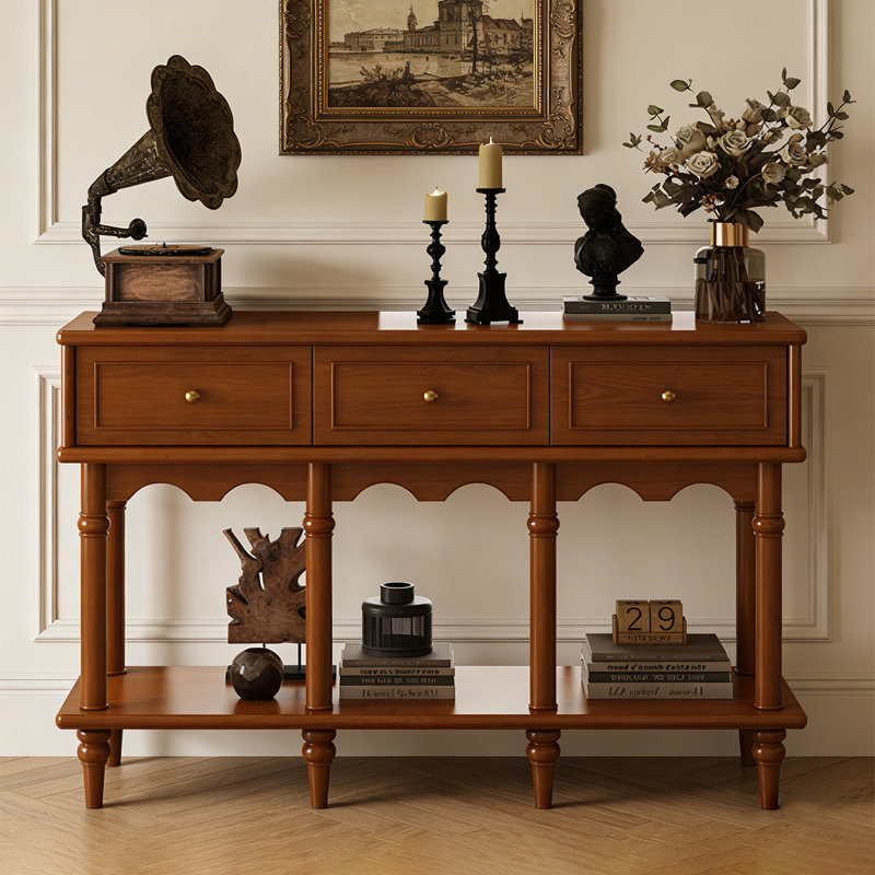 Table de buffet Elegant Farmhouse avec pieds tournés