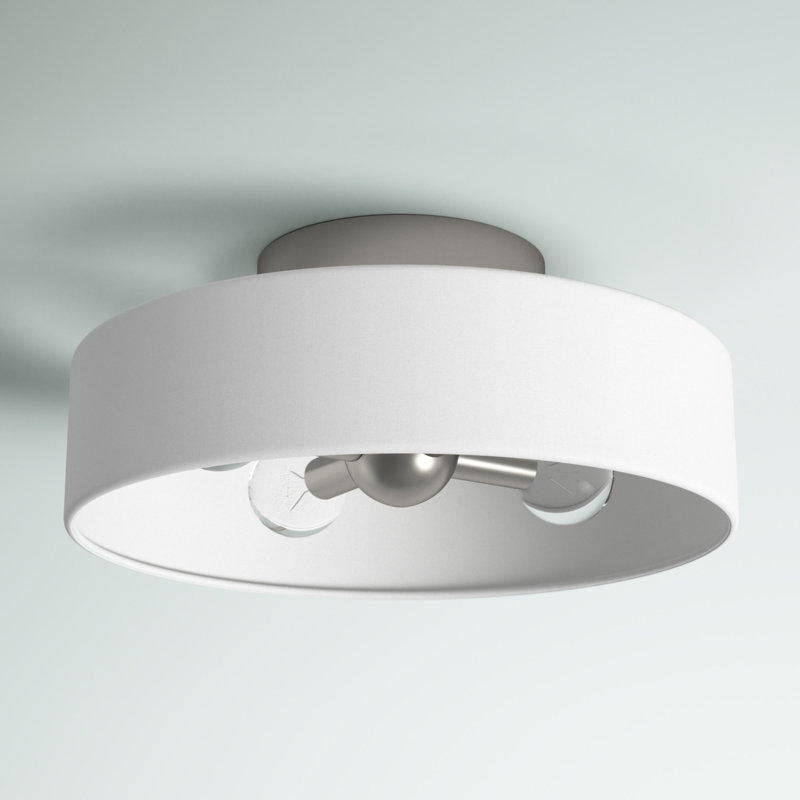 Plafonnier semi-encastré 14 po Ashtun, Nickel brossé