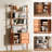 70.8'' Tall Ladder Bookshelf with Storage Cabinet, Wood and Metal Frame Wall Mounted Bookcase, 6 Tier Open Display Rack for Living Room, Bedroom, Home Office, Light Cherry