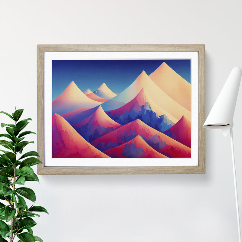 Dreamlike Abstract Mountains - Single Picture Frame Print, Oak Framed, 34cm H x 46cm W x 2cm D