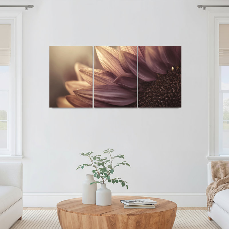 Ensemble de 3 tableaux sur toile tendue représentant des tournesols en gros plan, pour la décoration du salon, de la chambre et de la maison.