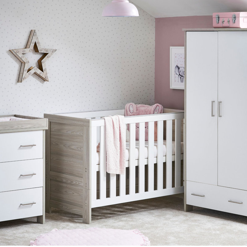 Nika Mini 3 Piece Nursery Furniture Set, Grey/White