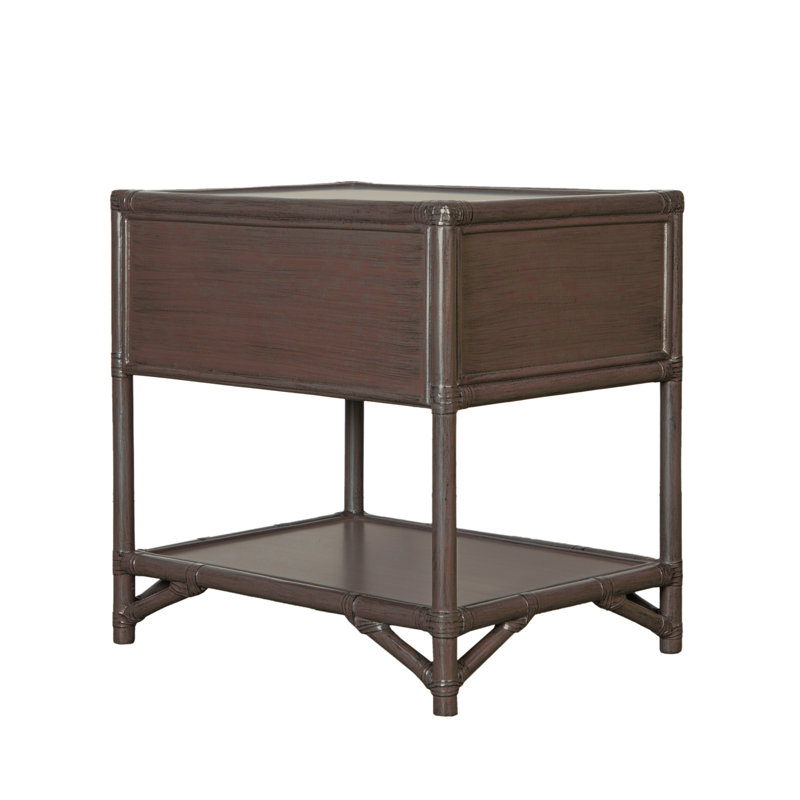Olivia Collection 1 - Drawer Rattan Nightstand, Cocoa