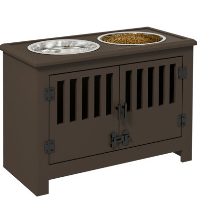 Grande station d'alimentation pour chiens, finition soignée. Avec un espace de rangement de 37 litres. Favorise une meilleure digestion chez les chiens. Convient aux grandes races. Support de bol surélevé avec placard. Accessoires pour animaux de compagnie inclus. Améliore l'expérience d'alimentation.