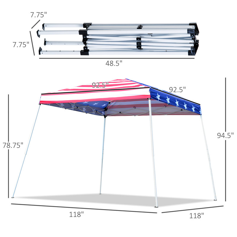 American Flag 10' x 10' Slant Leg Pop-Up Canopy Tent