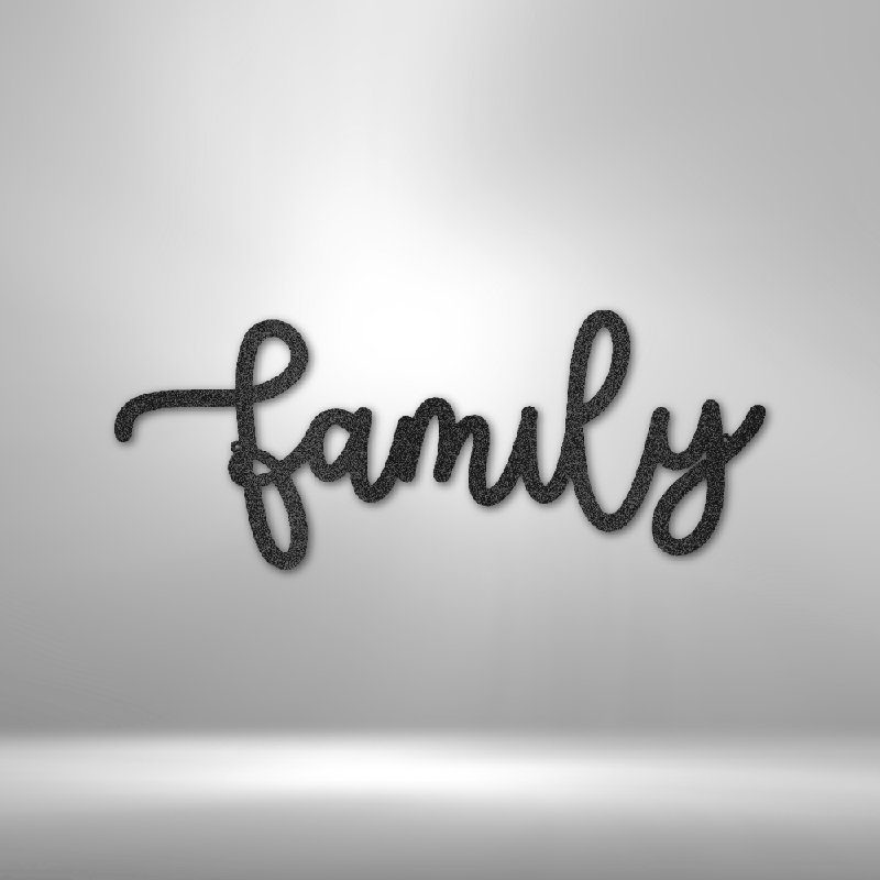 Décoration murale en métal découpée au laser pour la maison et le bureau Family Family, Noir