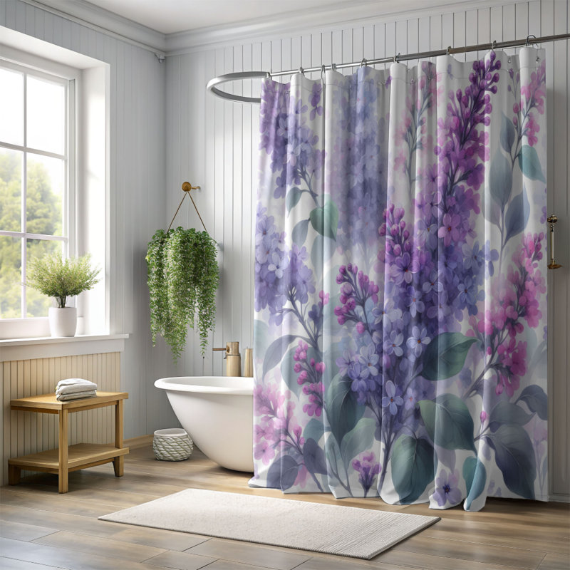 Rideau de douche standard 1 pièce Lilac Garden, H 74 po x l 40 po