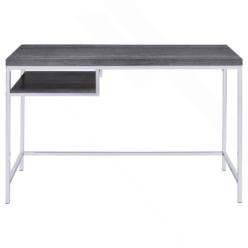 Weathered Gray And Chrome Rectangular Writing Desk