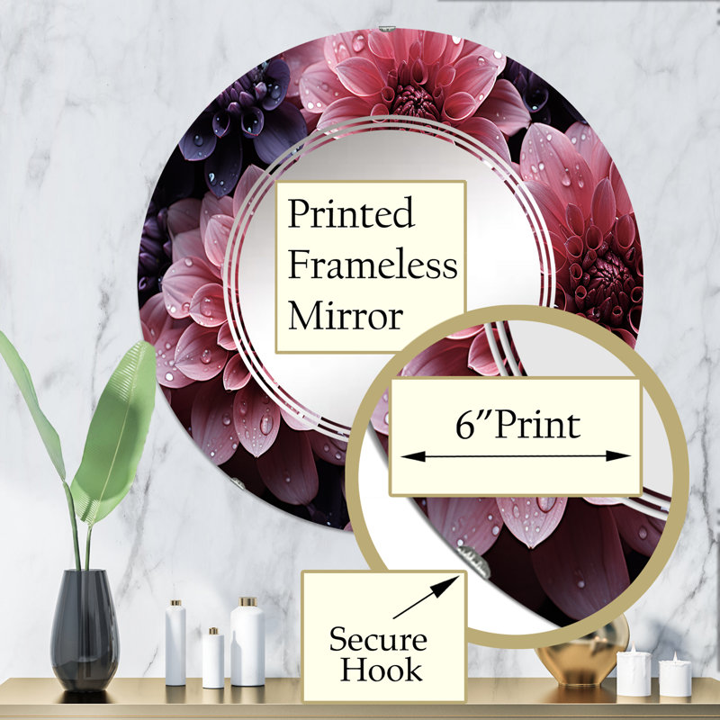Morenvale - Miroir mural floral rond, 32 po x 32 po